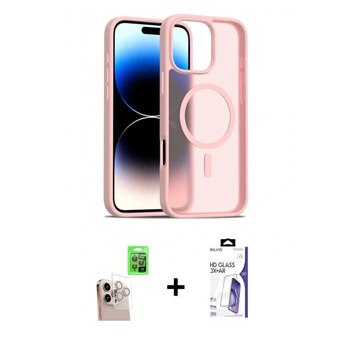 MARSİLYAN™- iPhone 16 Pro Max Kılıf Siluet Minimal Prime - Siyah Bilvis 3X AR HD Cam Ekran Koruyucu + Raze Metal Kamera Lens - NLGY