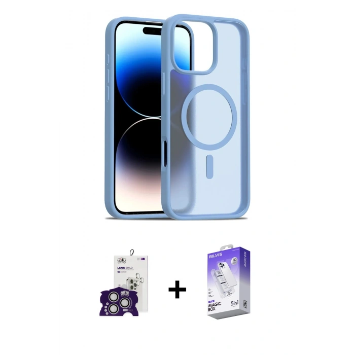 MARSİLYAN™- iPhone 16 Pro Max Kılıf Siluet Minimal Prime - Siyah Bilvis 5in1 3D Magic Cam Ekran Koruyucu + Bilvis Titan Kamera Lens - GS