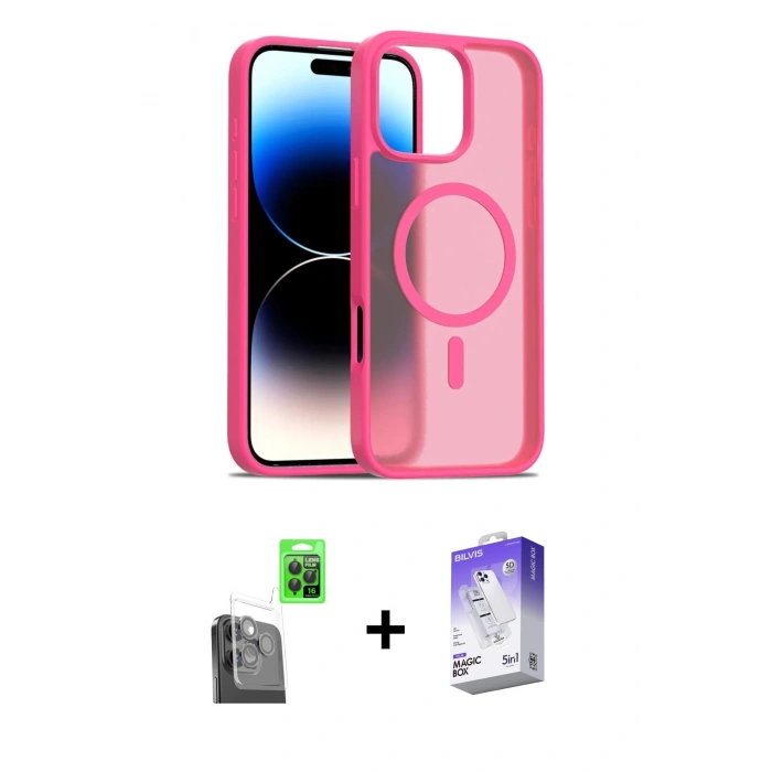 MARSİLYAN™- iPhone 16 Pro Max Kılıf Siluet Minimal Prime - Siyah Bilvis 5in1 3D Magic Cam Ekran Koruyucu + Siyah Raze Metal Kamera Lens