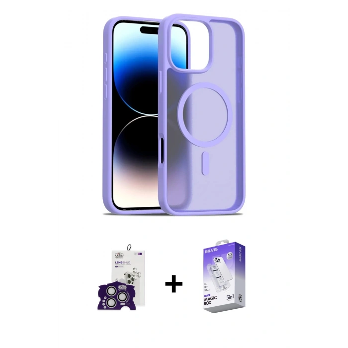 MARSİLYAN™- iPhone 16 Pro Max Kılıf Siluet Minimal Prime - Siyah Bilvis 5in1 3D Magic Cam Ekran Koruyucu + Bilvis Titan Kamera Lens - GS