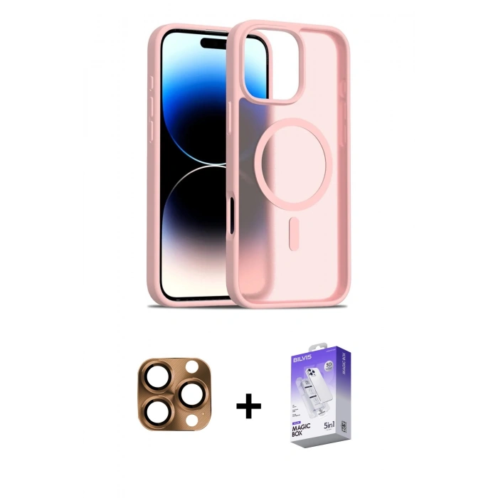 MARSİLYAN™- iPhone 16 Pro Max Kılıf Siluet Minimal Prime - Siyah Bilvis 5in1 3D Magic Cam Ekran Koruyucu + Çöl Titanyum Pers Alüminyum Kamera Lens