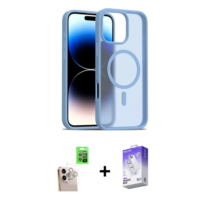 MARSİLYAN™- iPhone 16 Pro Max Kılıf Siluet Minimal Prime - Siyah Bilvis 5in1 3D Magic Cam Ekran Koruyucu + Raze Metal Kamera Lens - NLGY