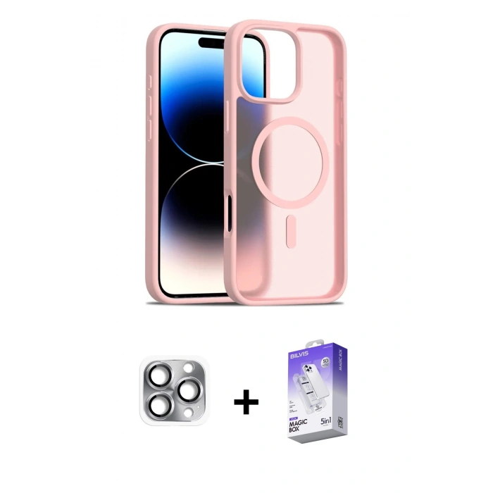 MARSİLYAN™- iPhone 16 Pro Max Kılıf Siluet Minimal Prime - Siyah Bilvis 5in1 3D Magic Cam Ekran Koruyucu + Pers Alüminyum Kamera Lens - GI