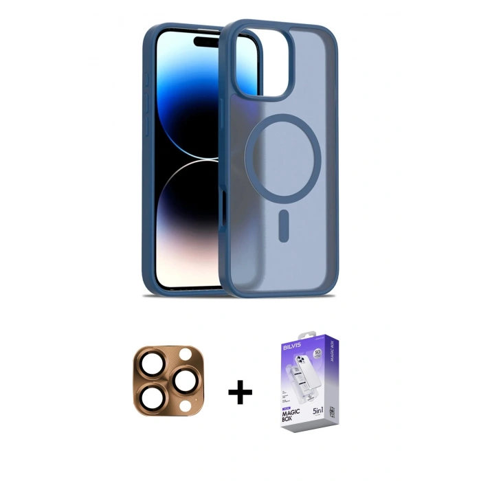 MARSİLYAN™- iPhone 16 Pro Max Kılıf Siluet Minimal Prime - Siyah Bilvis 5in1 3D Magic Cam Ekran Koruyucu + Çöl Titanyum Pers Alüminyum Kamera Lens
