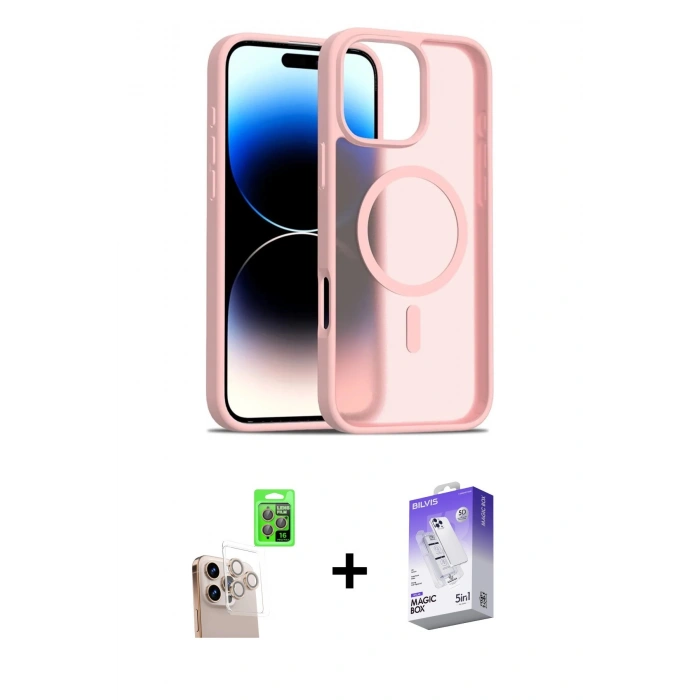 MARSİLYAN™- iPhone 16 Pro Max Kılıf Siluet Minimal Prime - Siyah Bilvis 5in1 3D Magic Cam Ekran Koruyucu + Raze Metal Kamera Lens - NLGY