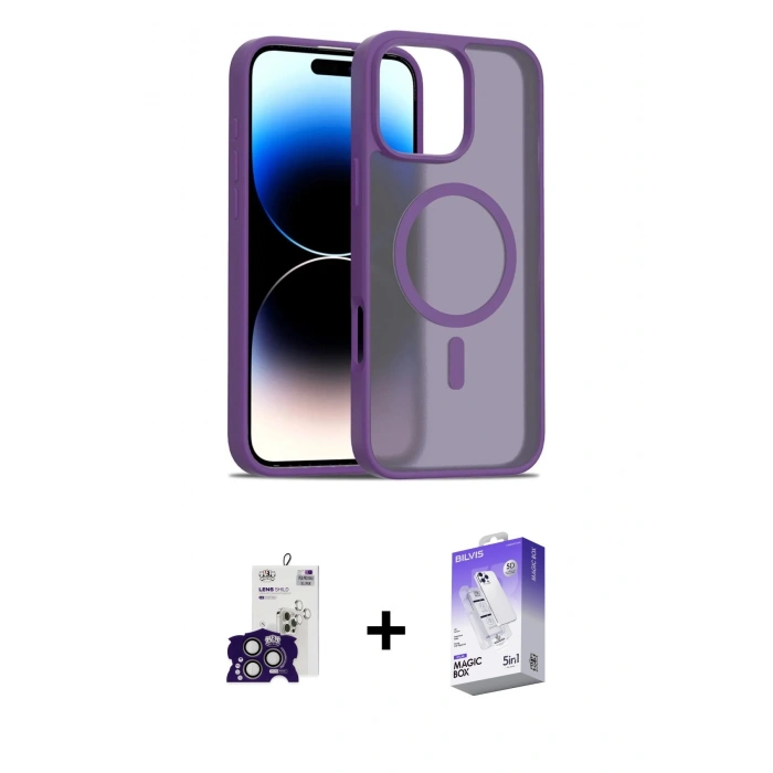 MARSİLYAN™- iPhone 16 Pro Max Kılıf Siluet Minimal Prime - Siyah Bilvis 5in1 3D Magic Cam Ekran Koruyucu + Bilvis Titan Kamera Lens - TMGI