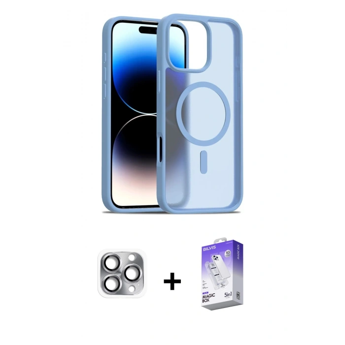 MARSİLYAN™- iPhone 16 Pro Max Kılıf Siluet Minimal Prime - Siyah Bilvis 5in1 3D Magic Cam Ekran Koruyucu + Pers Alüminyum Kamera Lens - GI