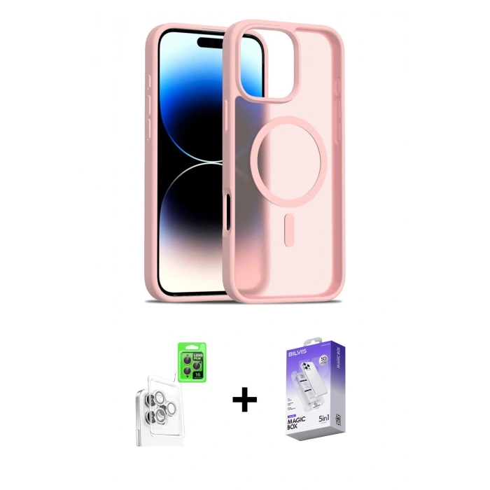 MARSİLYAN™- iPhone 16 Pro Max Kılıf Siluet Minimal Prime - Siyah Bilvis 5in1 3D Magic Cam Ekran Koruyucu + Raze Metal Kamera Lens - BZ