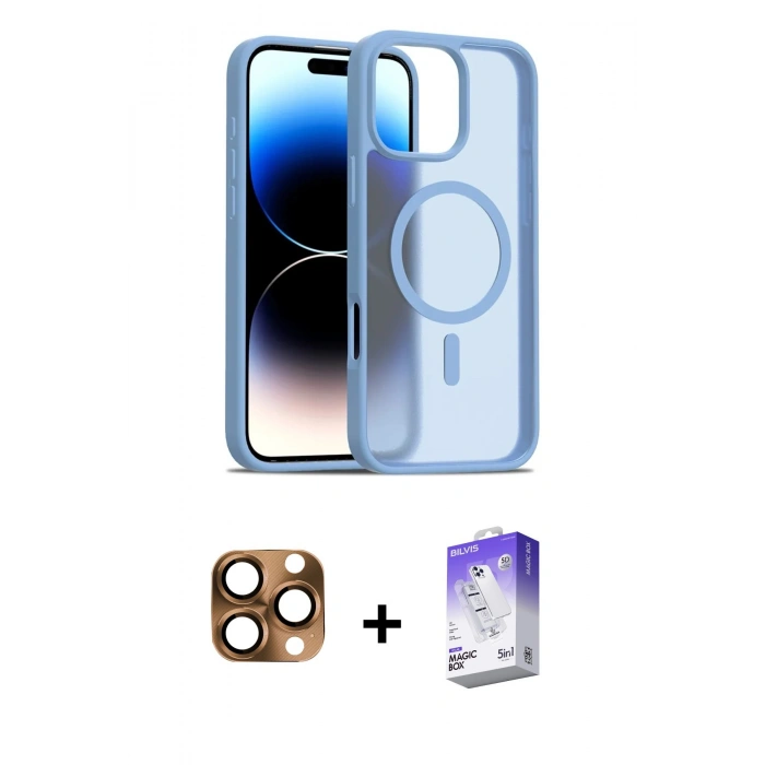 MARSİLYAN™- iPhone 16 Pro Max Kılıf Siluet Minimal Prime - Siyah Bilvis 5in1 3D Magic Cam Ekran Koruyucu + Çöl Titanyum Pers Alüminyum Kamera Lens