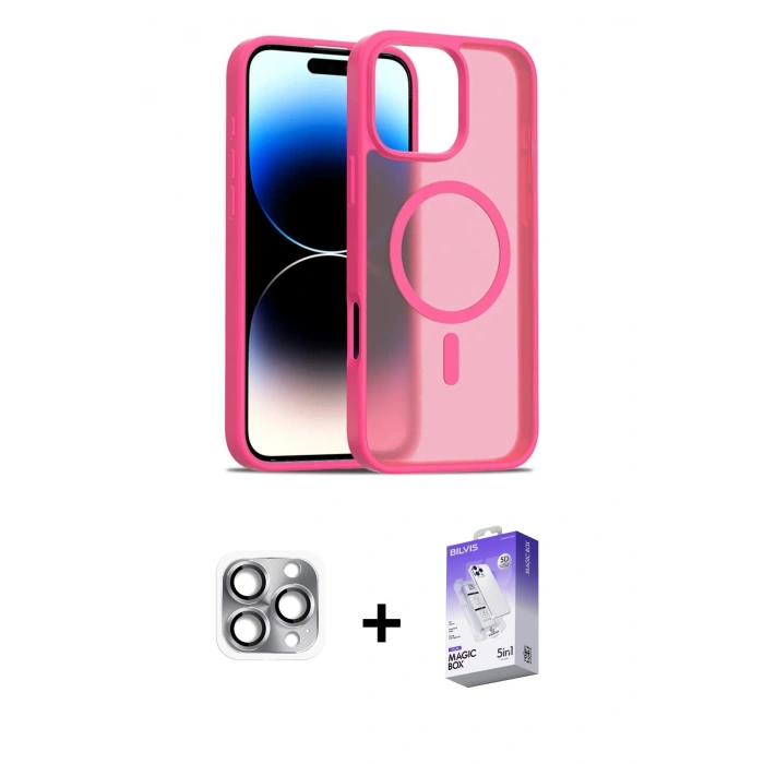 MARSİLYAN™- iPhone 16 Pro Max Kılıf Siluet Minimal Prime - Siyah Bilvis 5in1 3D Magic Cam Ekran Koruyucu + Pers Alüminyum Kamera Lens - GI