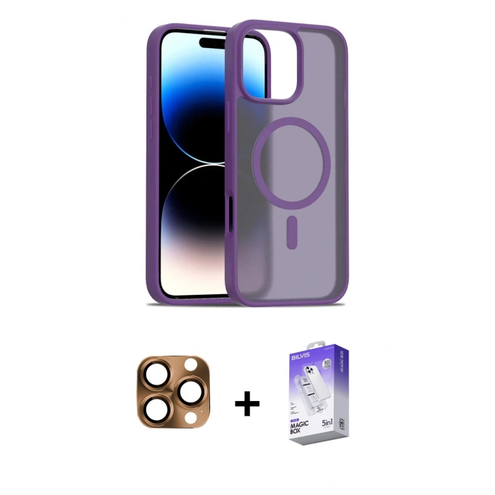 MARSİLYAN™- iPhone 16 Pro Max Kılıf Siluet Minimal Prime - Siyah Bilvis 5in1 3D Magic Cam Ekran Koruyucu + Çöl Titanyum Pers Alüminyum Kamera Lens
