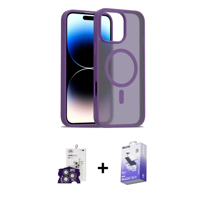 MARSİLYAN™- iPhone 16 Pro Max Kılıf Siluet Minimal Prime - Siyah Bilvis 5in1 5D Magic Hayalet Cam Ekran Koruyucu + Bilvis Titan Kamera Lens - GS