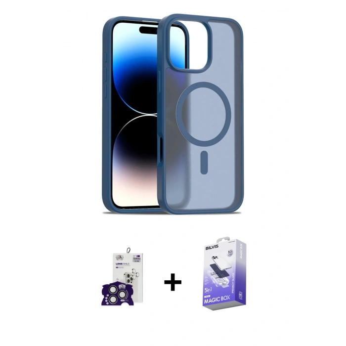 MARSİLYAN™- iPhone 16 Pro Max Kılıf Siluet Minimal Prime - Siyah Bilvis 5in1 5D Magic Hayalet Cam Ekran Koruyucu + Bilvis Titan Kamera Lens - TMGI