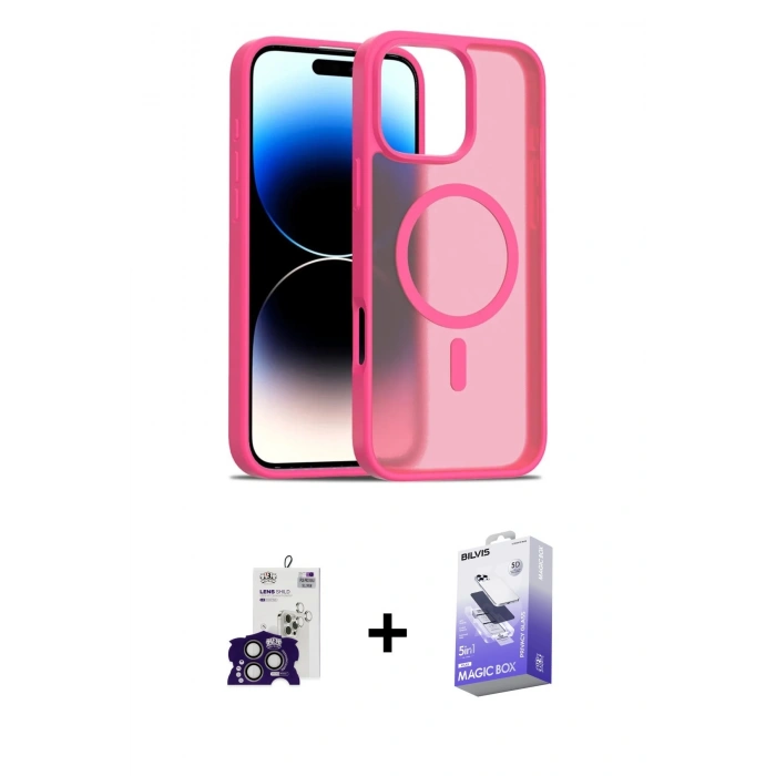 MARSİLYAN™- iPhone 16 Pro Max Kılıf Siluet Minimal Prime - Siyah Bilvis 5in1 5D Magic Hayalet Cam Ekran Koruyucu + Bilvis Titan Kamera Lens - TMGI