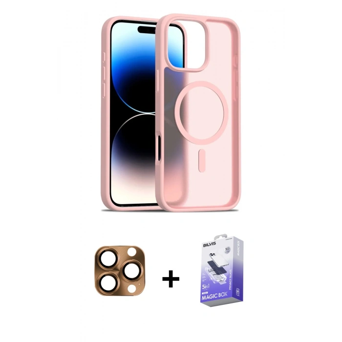 MARSİLYAN™- iPhone 16 Pro Max Kılıf Siluet Minimal Prime - Siyah Bilvis 5in1 5D Magic Hayalet Cam Ekran Koruyucu + Pers Alüminyum Kamera Lens - CLTM