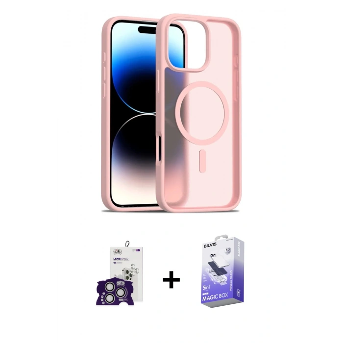 MARSİLYAN™- iPhone 16 Pro Max Kılıf Siluet Minimal Prime - Siyah Bilvis 5in1 5D Magic Hayalet Cam Ekran Koruyucu + Bilvis Titan Kamera Lens - GS