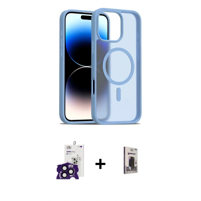 MARSİLYAN™- iPhone 16 Pro Max Kılıf Siluet Minimal Prime - Siyah Bilvis Hayalet Cam Ekran Koruyucu + Bilvis Titan Kamera Lens - SH