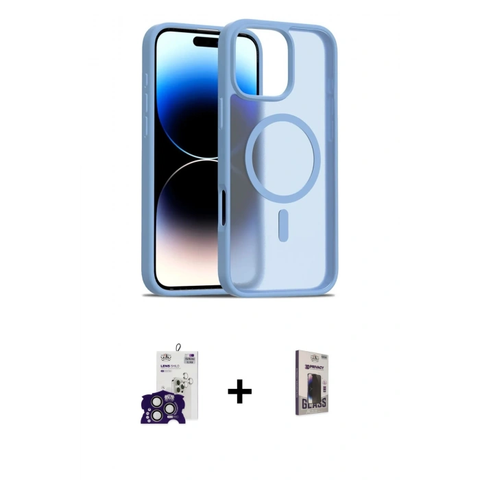 MARSİLYAN™- iPhone 16 Pro Max Kılıf Siluet Minimal Prime - Siyah Bilvis Hayalet Cam Ekran Koruyucu + Bilvis Titan Kamera Lens - TMGI