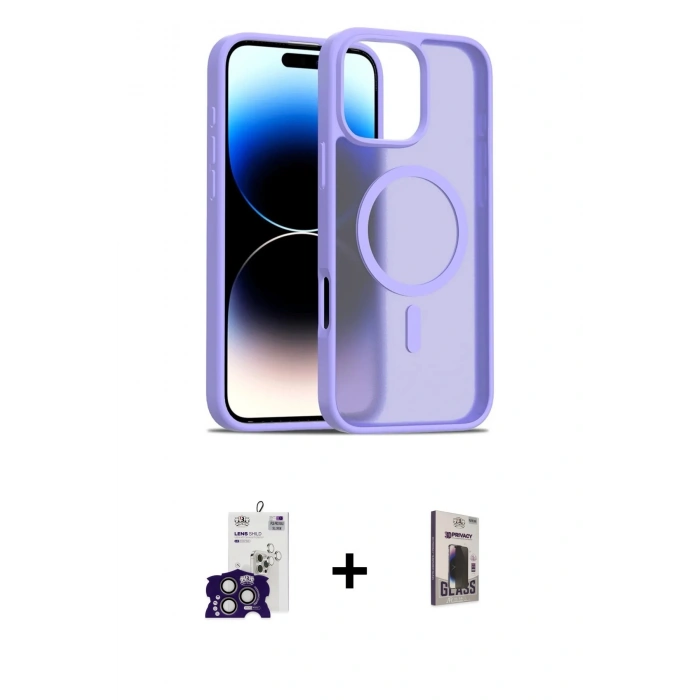MARSİLYAN™- iPhone 16 Pro Max Kılıf Siluet Minimal Prime - Siyah Bilvis Hayalet Cam Ekran Koruyucu + Bilvis Titan Kamera Lens - TMGI