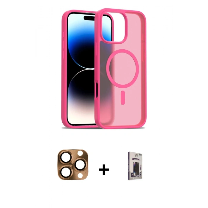 MARSİLYAN™- iPhone 16 Pro Max Kılıf Siluet Minimal Prime - Siyah Bilvis Hayalet Cam Ekran Koruyucu + Çöl Titanyum Pers Alüminyum Kamera Lens