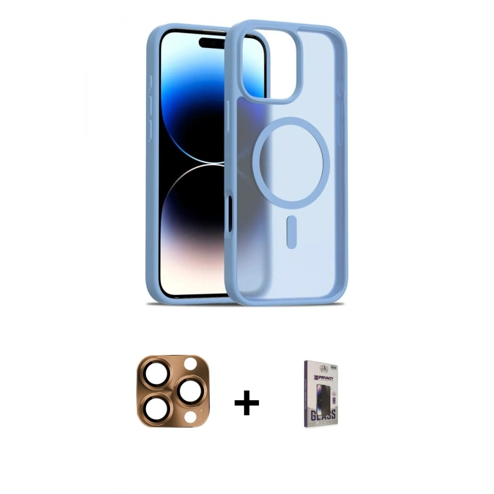 MARSİLYAN™- iPhone 16 Pro Max Kılıf Siluet Minimal Prime - Siyah Bilvis Hayalet Cam Ekran Koruyucu + Çöl Titanyum Pers Alüminyum Kamera Lens