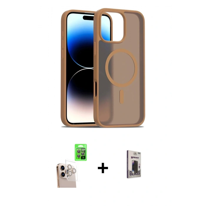 MARSİLYAN™- iPhone 16 Pro Max Kılıf Siluet Minimal Prime - Siyah Bilvis Hayalet Cam Ekran Koruyucu + Raze Metal Kamera Lens - NLGY
