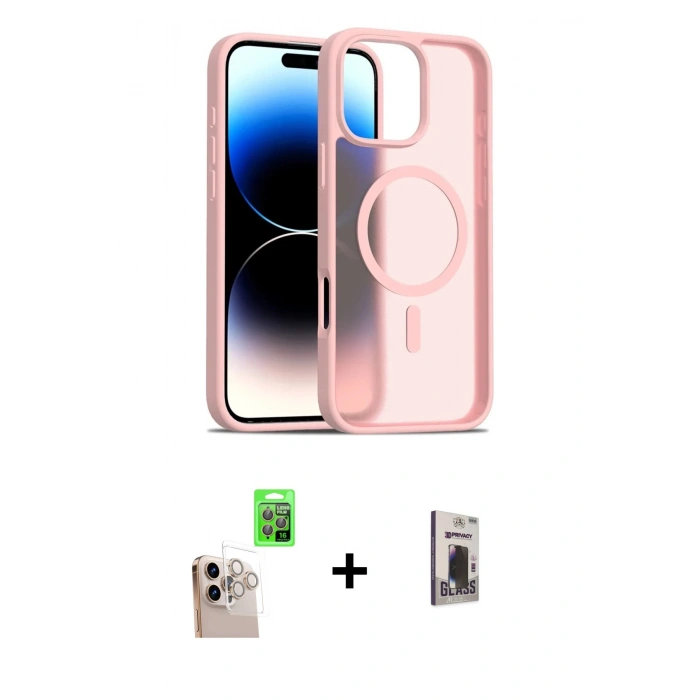 MARSİLYAN™- iPhone 16 Pro Max Kılıf Siluet Minimal Prime - Siyah Bilvis Hayalet Cam Ekran Koruyucu + Raze Metal Kamera Lens - NLGY