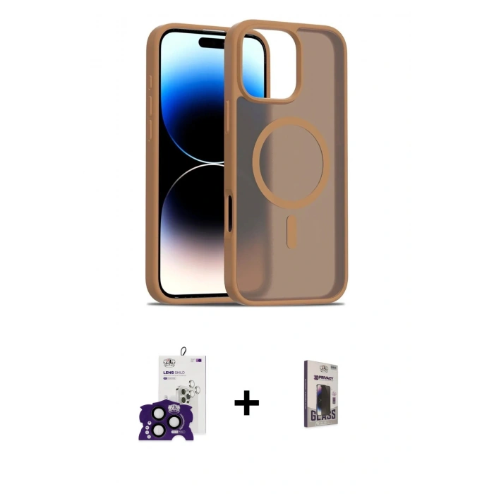 MARSİLYAN™- iPhone 16 Pro Max Kılıf Siluet Minimal Prime - Siyah Bilvis Hayalet Cam Ekran Koruyucu + Bilvis Titan Kamera Lens - SH