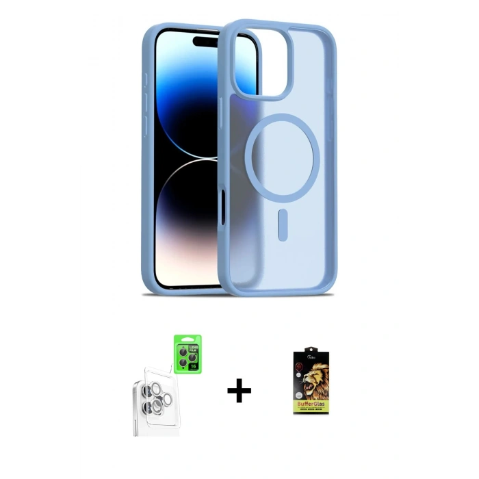 MARSİLYAN™- iPhone 16 Pro Max Kılıf Siluet Minimal Prime - Siyah Buffer Cam Ekran Koruyucu + Beyaz Raze Metal Kamera Lens