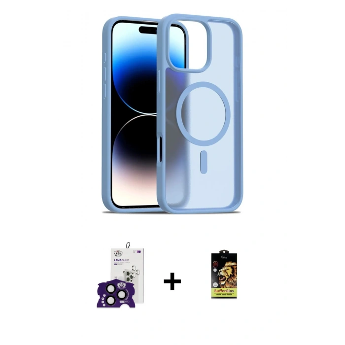 MARSİLYAN™- iPhone 16 Pro Max Kılıf Siluet Minimal Prime - Siyah Buffer Cam Ekran Koruyucu + Bilvis Titan Kamera Lens - SH