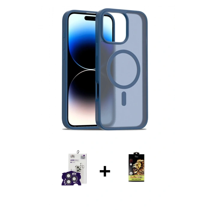 MARSİLYAN™- iPhone 16 Pro Max Kılıf Siluet Minimal Prime - Siyah Buffer Cam Ekran Koruyucu + Bilvis Titan Kamera Lens - TMGI