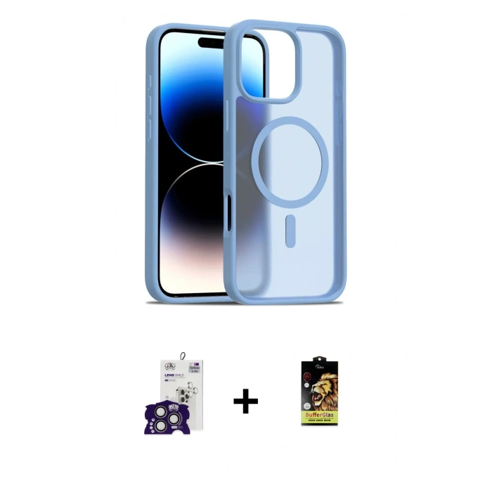 MARSİLYAN™- iPhone 16 Pro Max Kılıf Siluet Minimal Prime - Siyah Buffer Cam Ekran Koruyucu + Bilvis Titan Kamera Lens - TMGI