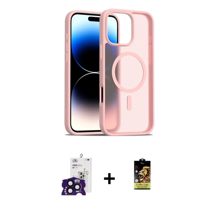 MARSİLYAN™- iPhone 16 Pro Max Kılıf Siluet Minimal Prime - Siyah Buffer Cam Ekran Koruyucu + Bilvis Titan Kamera Lens - SH