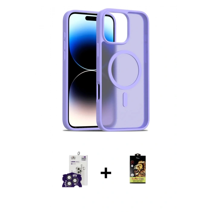 MARSİLYAN™- iPhone 16 Pro Max Kılıf Siluet Minimal Prime - Siyah Buffer Cam Ekran Koruyucu + Bilvis Titan Kamera Lens - TMGI