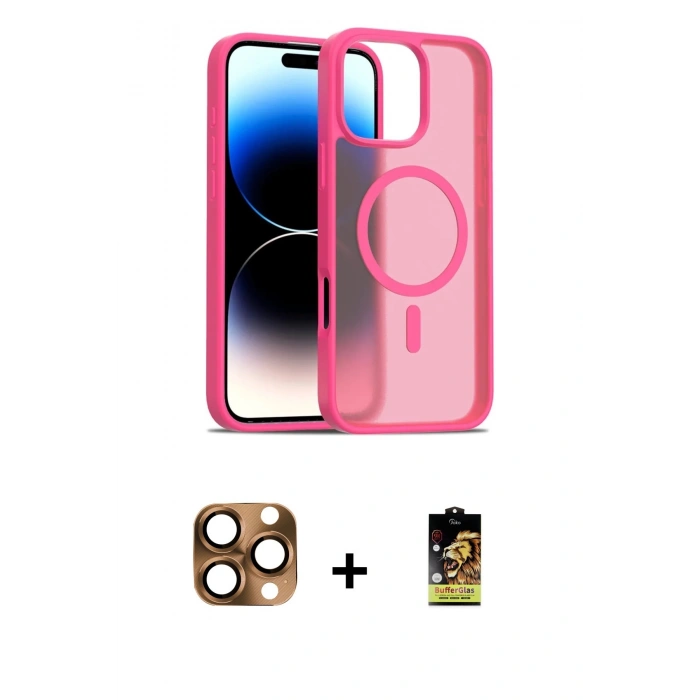 MARSİLYAN™- iPhone 16 Pro Max Kılıf Siluet Minimal Prime - Siyah Buffer Cam Ekran Koruyucu + Pers Alüminyum Kamera Lens - CLTM