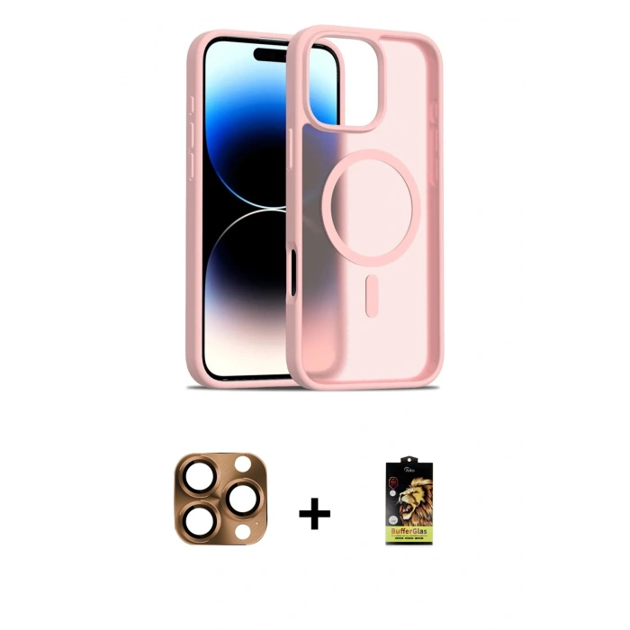 MARSİLYAN™- iPhone 16 Pro Max Kılıf Siluet Minimal Prime - Siyah Buffer Cam Ekran Koruyucu + Pers Alüminyum Kamera Lens - CLTM