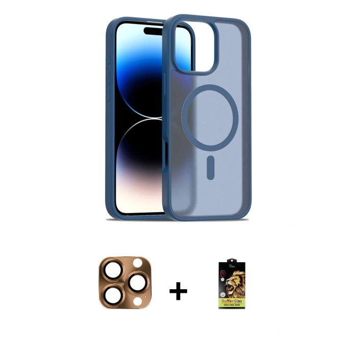 MARSİLYAN™- iPhone 16 Pro Max Kılıf Siluet Minimal Prime - Siyah Buffer Cam Ekran Koruyucu + Pers Alüminyum Kamera Lens - CLTM