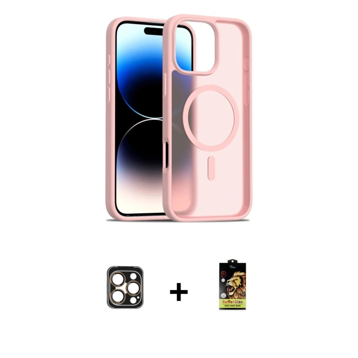 MARSİLYAN™- iPhone 16 Pro Max Kılıf Siluet Minimal Prime - Siyah Buffer Cam Ekran Koruyucu + PVD Metal Kamera Lens - GD