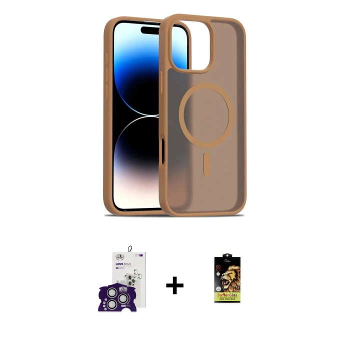 MARSİLYAN™- iPhone 16 Pro Max Kılıf Siluet Minimal Prime - Siyah Buffer Cam Ekran Koruyucu + Gümüş Bilvis Titan Kamera Lens