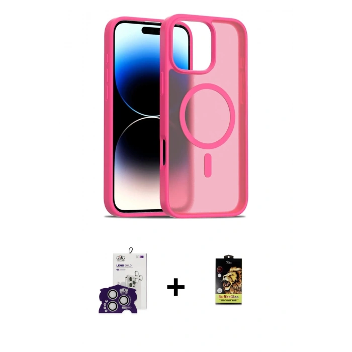 MARSİLYAN™- iPhone 16 Pro Max Kılıf Siluet Minimal Prime - Siyah Buffer Cam Ekran Koruyucu + Gümüş Bilvis Titan Kamera Lens