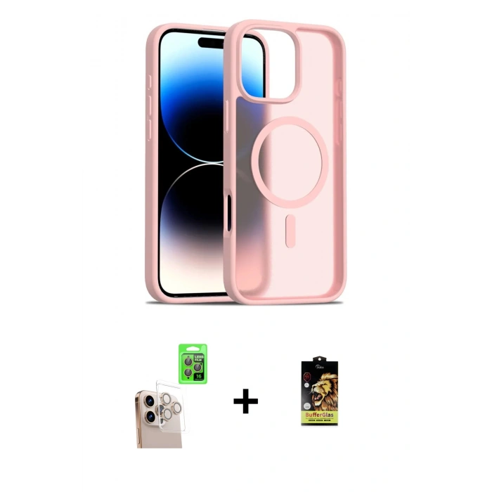 MARSİLYAN™- iPhone 16 Pro Max Kılıf Siluet Minimal Prime - Siyah Buffer Cam Ekran Koruyucu + Raze Metal Kamera Lens - NLGY