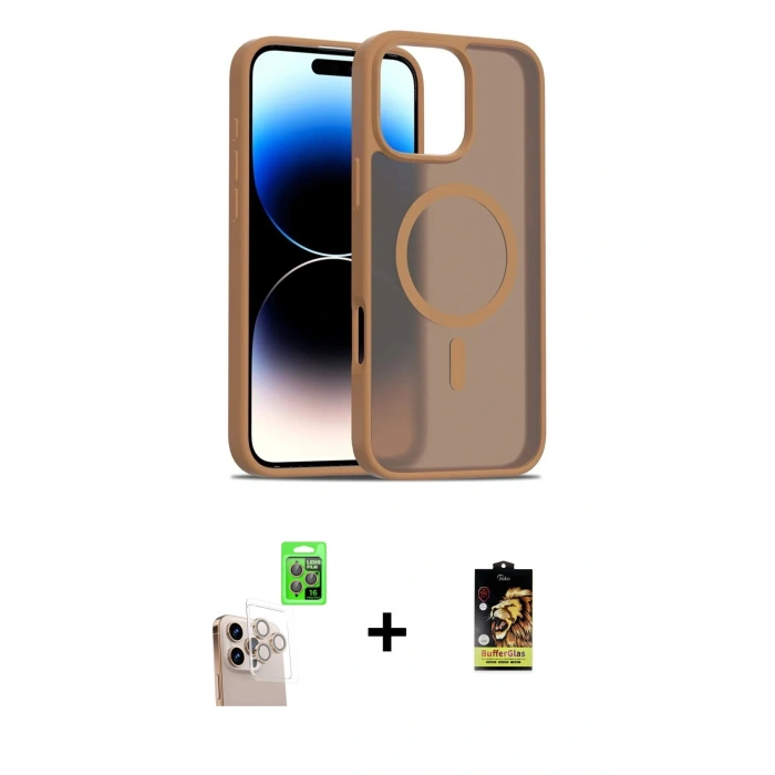 MARSİLYAN™- iPhone 16 Pro Max Kılıf Siluet Minimal Prime - Siyah Buffer Cam Ekran Koruyucu + Raze Metal Kamera Lens - NLGY