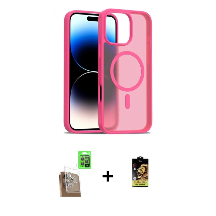 MARSİLYAN™- iPhone 16 Pro Max Kılıf Siluet Minimal Prime - Siyah Buffer Cam Ekran Koruyucu + Raze Metal Kamera Lens - CLTM