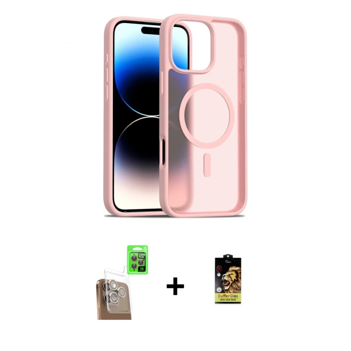 MARSİLYAN™- iPhone 16 Pro Max Kılıf Siluet Minimal Prime - Siyah Buffer Cam Ekran Koruyucu + Raze Metal Kamera Lens - CLTM