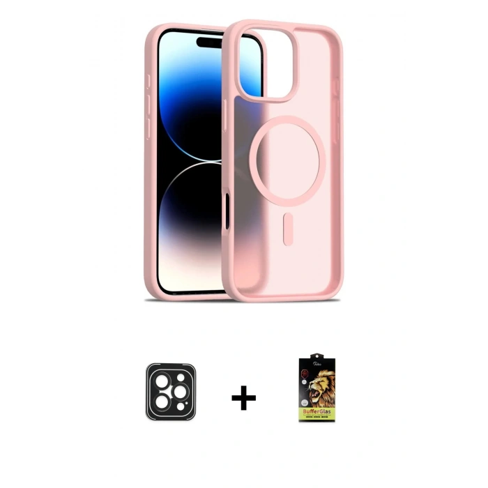 MARSİLYAN™- iPhone 16 Pro Max Kılıf Siluet Minimal Prime - Siyah Buffer Cam Ekran Koruyucu + Siyah PVD Metal Kamera Lens