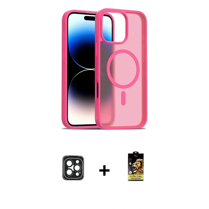 MARSİLYAN™- iPhone 16 Pro Max Kılıf Siluet Minimal Prime - Siyah Buffer Cam Ekran Koruyucu + Siyah PVD Metal Kamera Lens