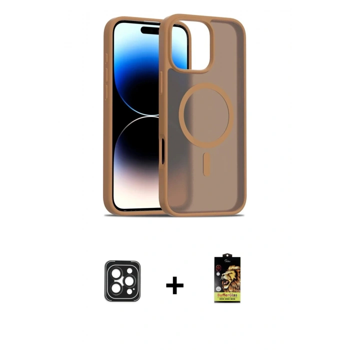 MARSİLYAN™- iPhone 16 Pro Max Kılıf Siluet Minimal Prime - Siyah Buffer Cam Ekran Koruyucu + Siyah PVD Metal Kamera Lens