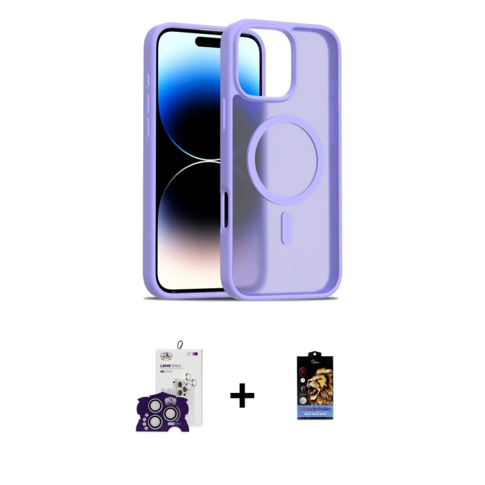 MARSİLYAN™- iPhone 16 Pro Max Kılıf Siluet Minimal Prime - Siyah Buffer Hayalet Cam Ekran Koruyucu + Bilvis Titan Kamera Lens - GS