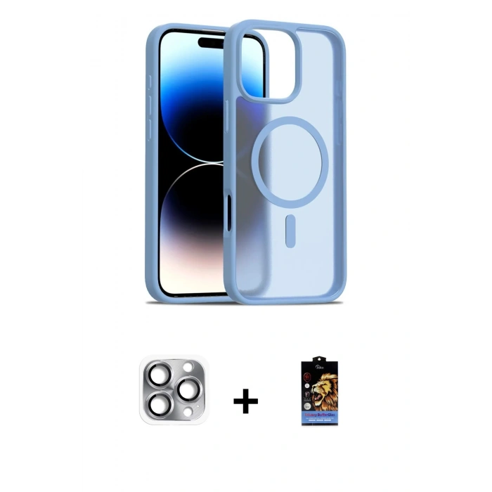 MARSİLYAN™- iPhone 16 Pro Max Kılıf Siluet Minimal Prime - Siyah Buffer Hayalet Cam Ekran Koruyucu + Pers Alüminyum Kamera Lens - GI