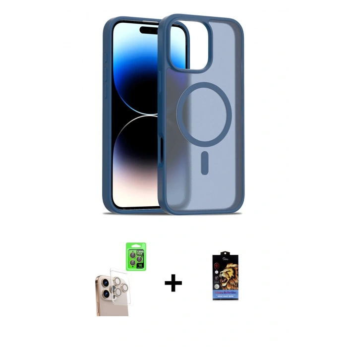 MARSİLYAN™- iPhone 16 Pro Max Kılıf Siluet Minimal Prime - Siyah Buffer Hayalet Cam Ekran Koruyucu + Raze Metal Kamera Lens - NLGY